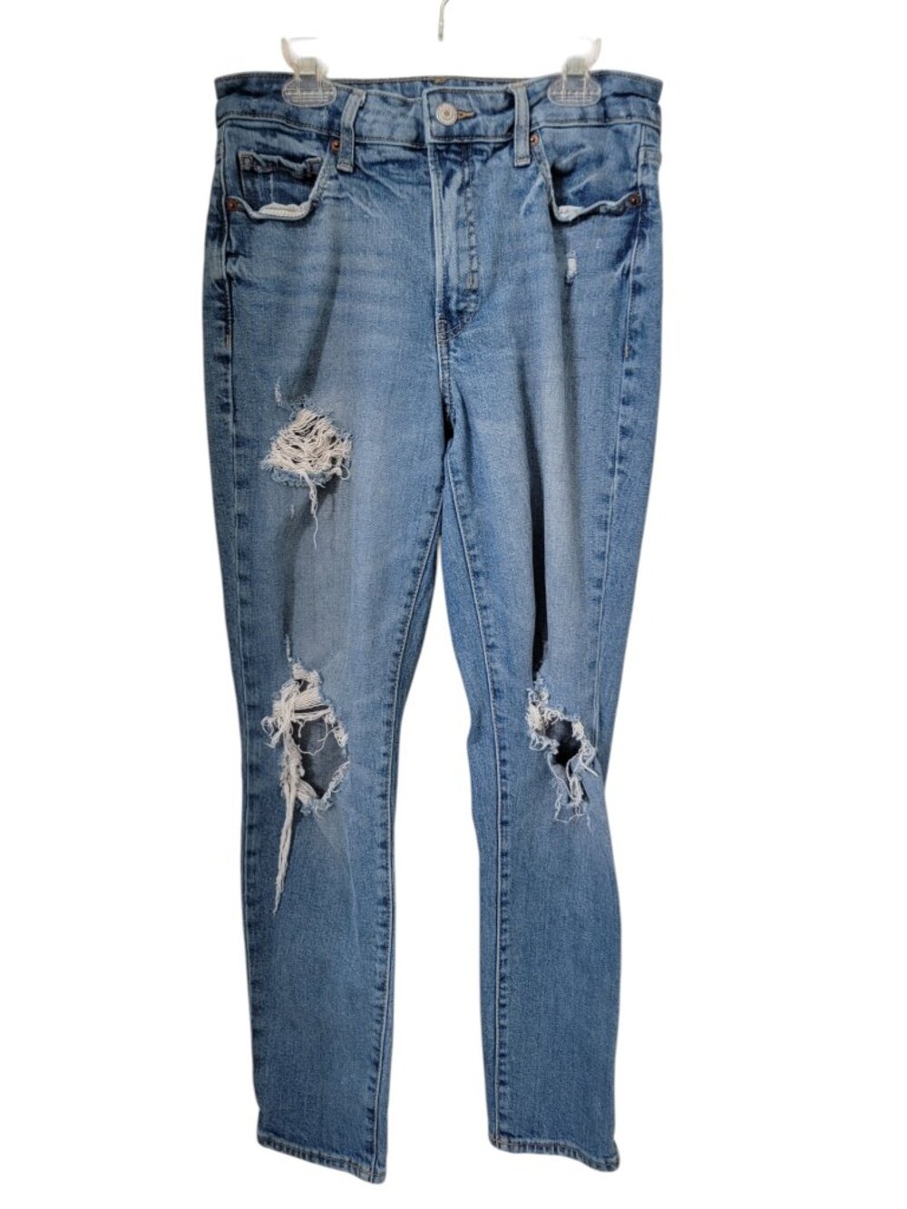 Old Navy Size 6 "OG Straight" High Rise Distressed/Destroyed Denim Blue Jeans